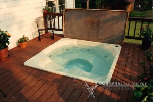 Hot tub in a deck